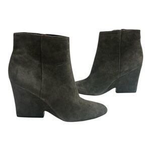 Sam Edelman Wilson Wedge Booties | Suede Ankle Boots Size 7.5M | Dark Gray